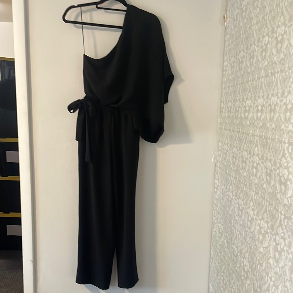 Elegant Black One-Shoulder Jumpsuit Sz XS